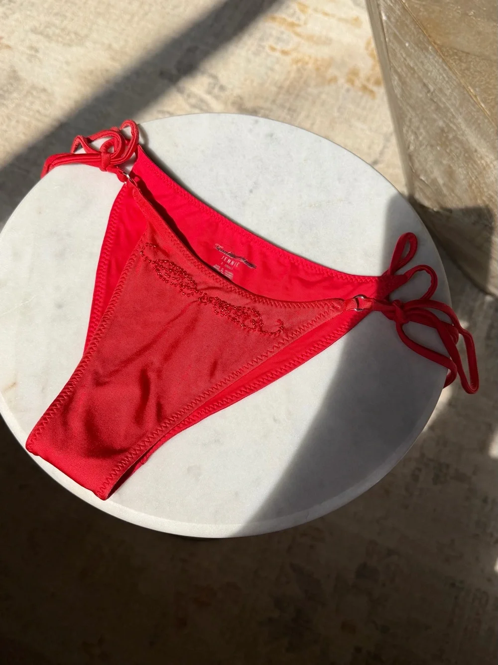 FRANKIES BIKINIS JENNIE x Frankies Bikinis Mackenzie Beaded Satin Bikini Bottom